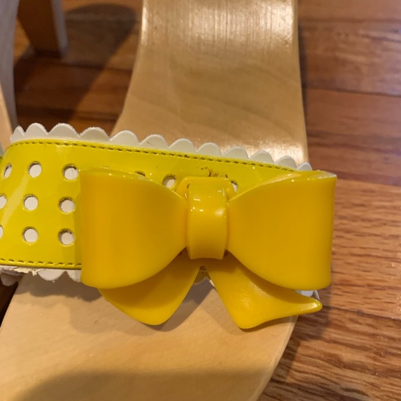 Betsy Johnson Betsyville Polka Dot Heels with Yellow Bow - Picture 2 of 5